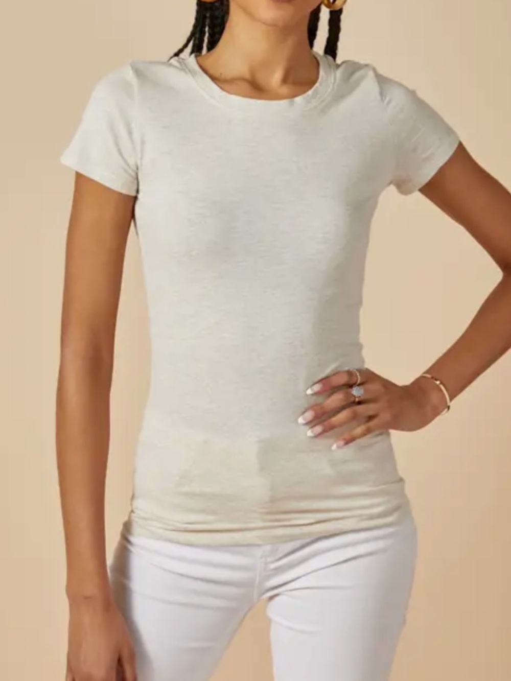 ShopEvelynne Slim Crewneck Short Sleeve Top in Cream